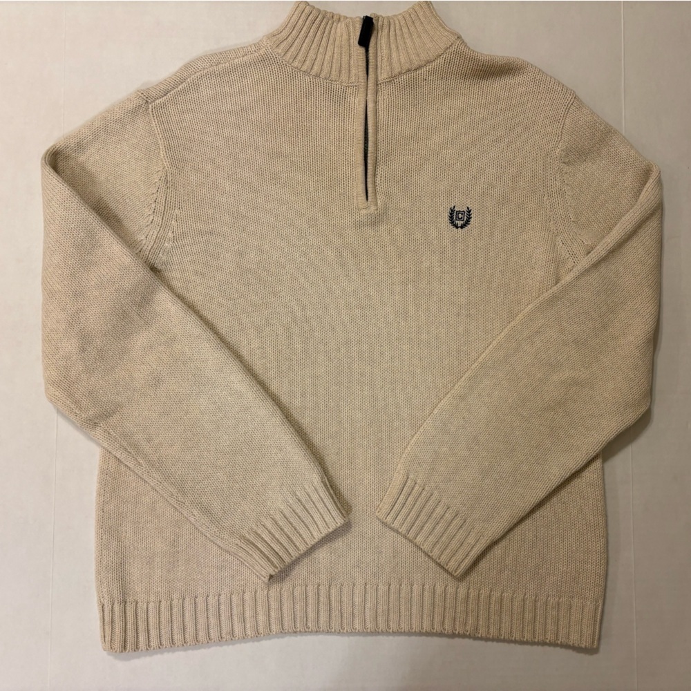 Chaps oatmeal 100% cotton heavyweight quarter zip long sleeve sweater size M
